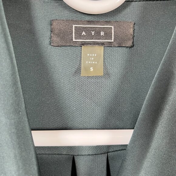 AYR Coat Jacket Womens Size Small Dark Green Satin Pockets - Picture 4 of 9